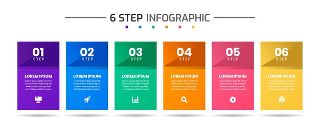 Szablony Projektowania Elementów Infografiki Z Ikonami I 6 Krokami Odpowiednie Dla Diagramu Procesu