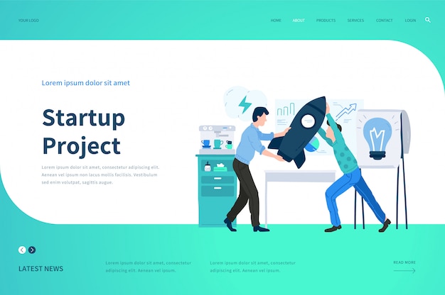 Szablony stron internetowych dla Startup Project. Nowoczesna koncepcja ilustracji dla strony internetowej.