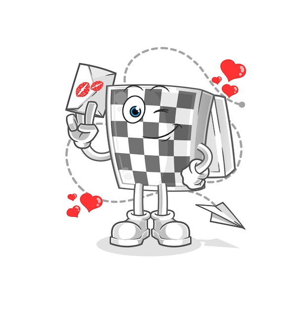 Plik wektorowy szachownica trzymać ilustracja list miłosny. wektor znaków