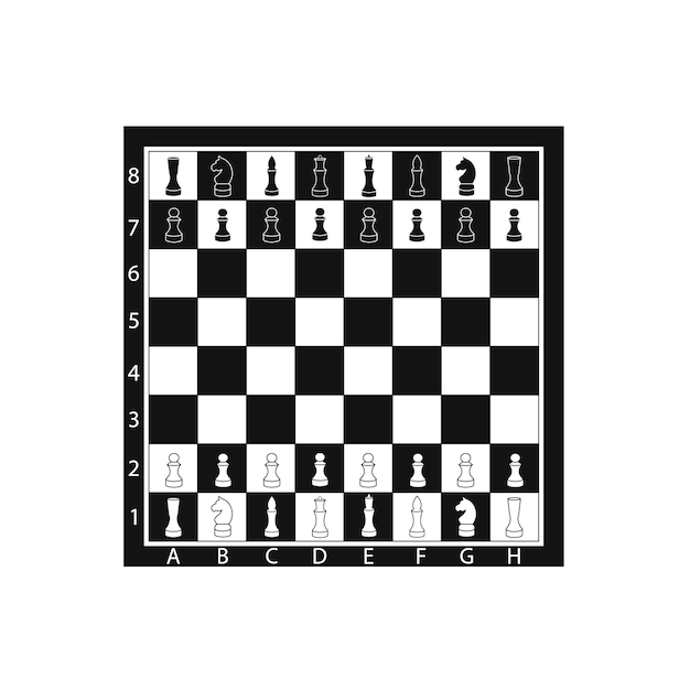 Plik wektorowy szachownica z figurami szachowymi, czarno-biała, ilustracji wektorowych