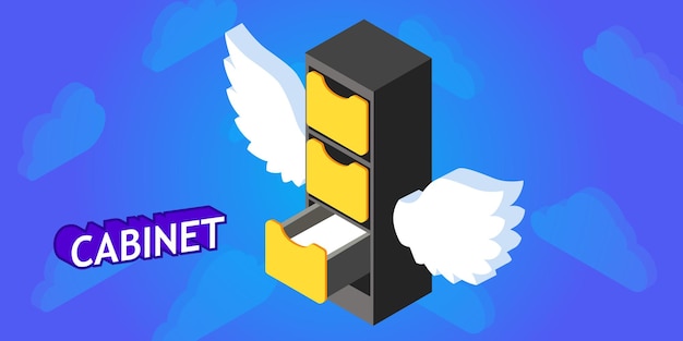 Szafka izometryczna ikona projektu Wektor ilustracja sieci web 3d kolorowa koncepcja