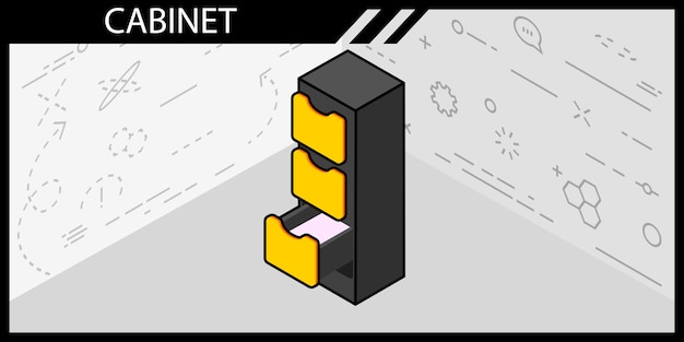 Szafka izometryczna ikona projektu Wektor ilustracja sieci web 3d kolorowa koncepcja