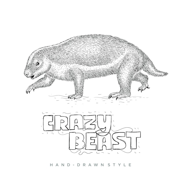 Plik wektorowy szalona bestia. ręcznie rysowane ilustracji zwierząt