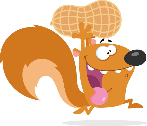 Plik wektorowy szalona wiewiórka kreskówka maskotka działa z ilustracji wektorowych big peanut