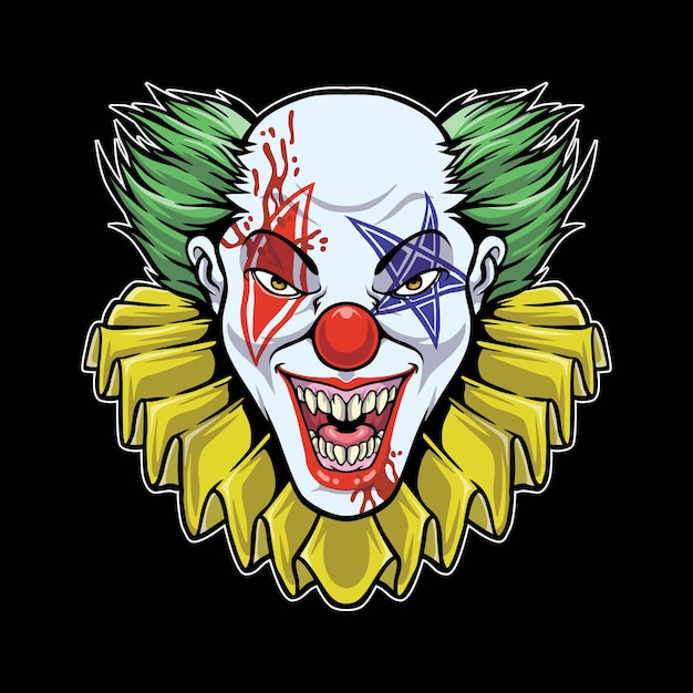 Szalony Clown Head Logo Ilustracja