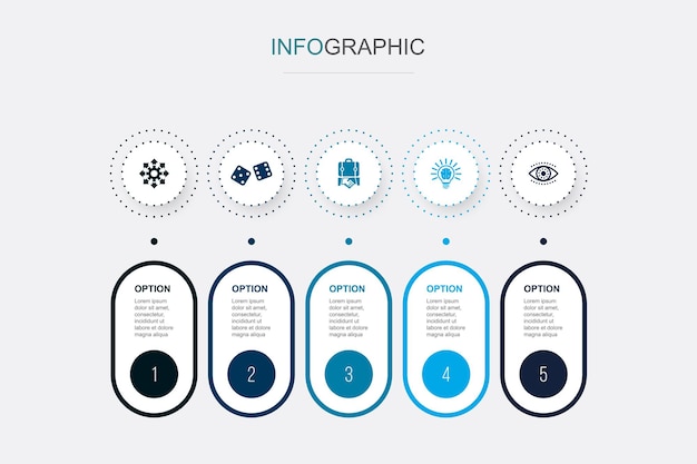 Szansa Szansa Biznes Pomysł Wizja Ikony Szablon Projektu Infografika Kreatywna Koncepcja Z 5 Krokami