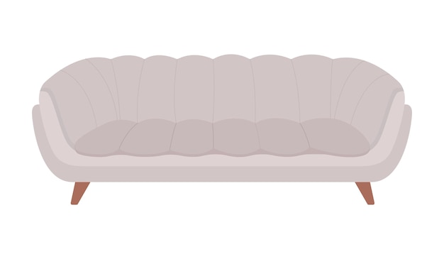 Szara Kanapa Pół Płaski Kolor Obiektu Wektorowego