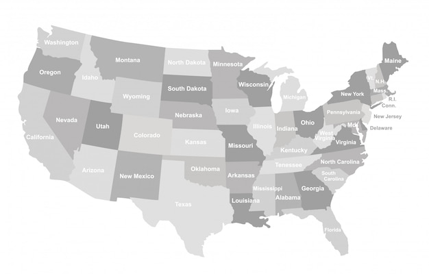 Plik wektorowy szara mapa usa z państwami.