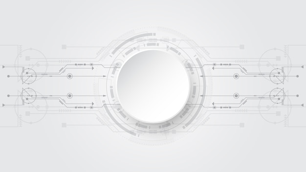 Szare Białe Tło Technologii Streszczenie