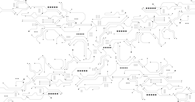Szary Czarny Schemat Obwodu Na Bia?ym Tle Zaawansowany Technologicznie System Połączeń Płytki Drukowanejvector Abstrakcyjna Technologii Na Białym Tle