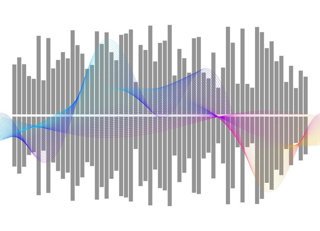 Plik wektorowy szary korektor izolowany na białym tle ilustracji wektorowych puls odtwarzacz muzyczny logo fali audio element projektu wektora plakat sygnału wizualizacji szablonu fali dźwiękowej ilustracja eps 10