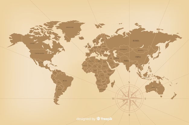 Szczegółowa koncepcja mapa świata vintage