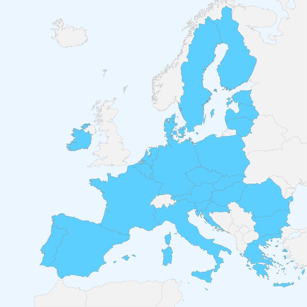 Plik wektorowy szczegółowa mapa europy z granicami krajów unii europejskiej