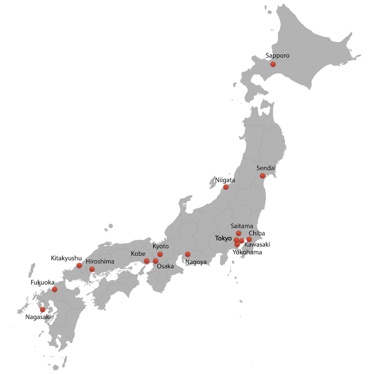 Szczegółowa mapa Japonii