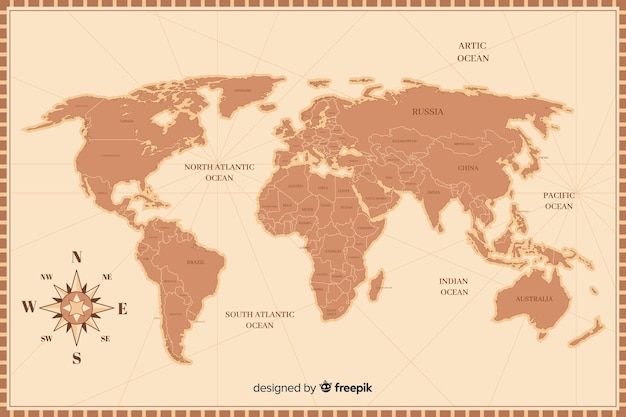 Szczegółowa Mapa świata Retro