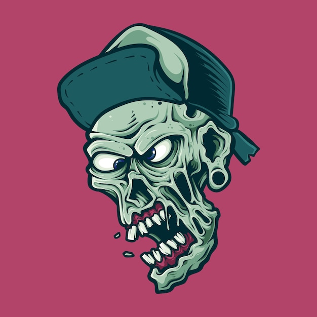 Szczegółowe Zombie na sobie kapelusz Head samodzielnie na różowo