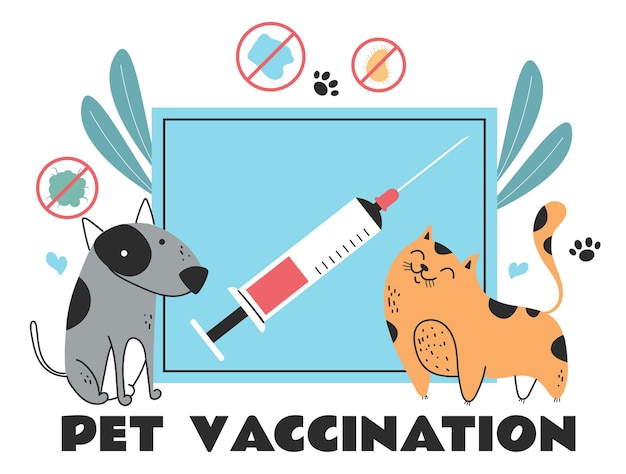 Szczepienia Zwierząt Domowych Kot Pies Zwierzę Medyczne Zdrowie Streszczenie Koncepcja Projekt Graficzny Ilustracja