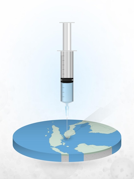 Szczepienie Singapuru, Wstrzyknięcie Strzykawki Do Mapy Singapuru.