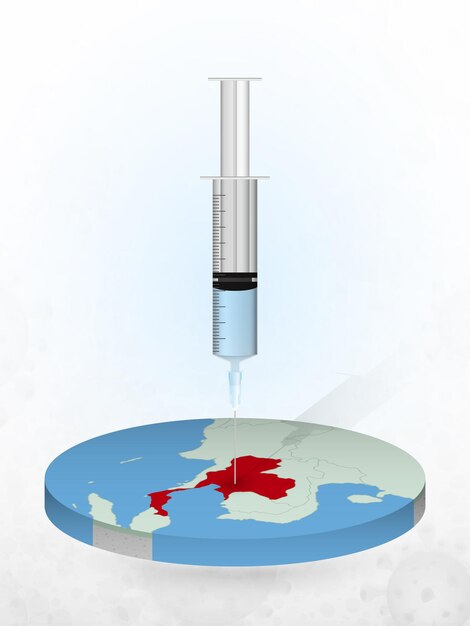 Szczepienie Tajlandii, Wstrzyknięcie Strzykawki Do Mapy Tajlandii.