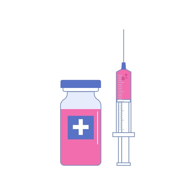 Plik wektorowy szczepionka w butelce i strzykawce
