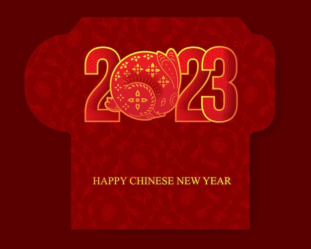 Szczęśliwa czerwona koperta chińskiego nowego roku 2023