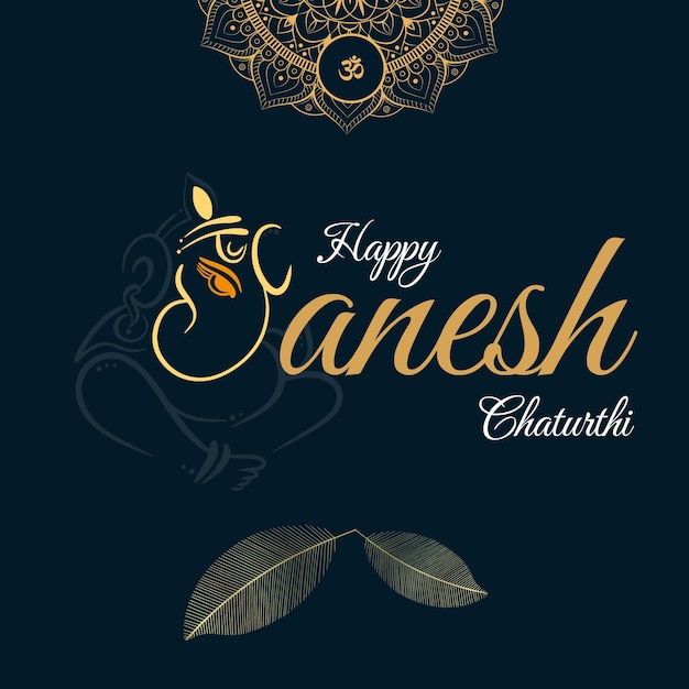 Szczęśliwa Ganesh Chaturthi Post Design z złotym wzorem