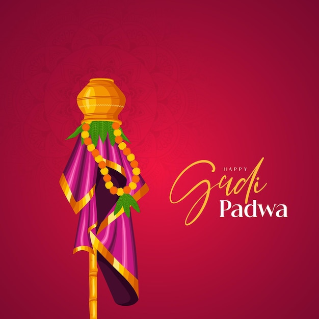 Szczęśliwa Gudi Padwa Uroczyste świętowanie hinduskiego Nowego Roku