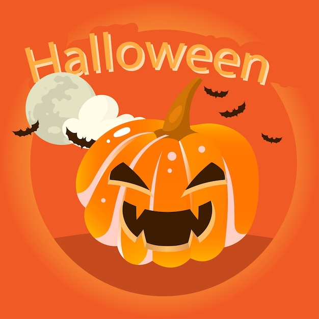 Szczęśliwa halloween, przerażająca kartka z przerażającą ilustracją twarzy.