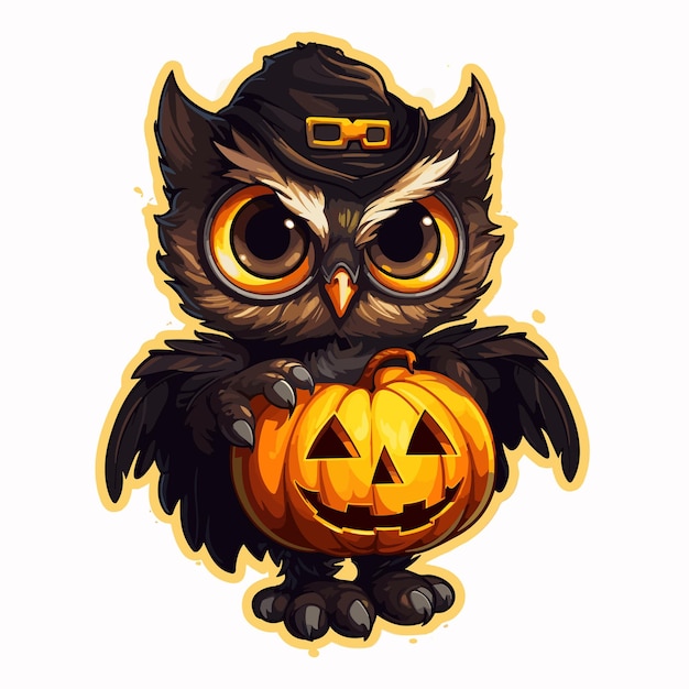 Plik wektorowy szczęśliwa ilustracja halloween z sową i dynią