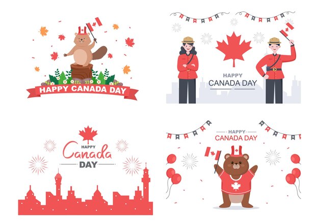Szczęśliwa Ilustracja Obchodów Dnia Kanady