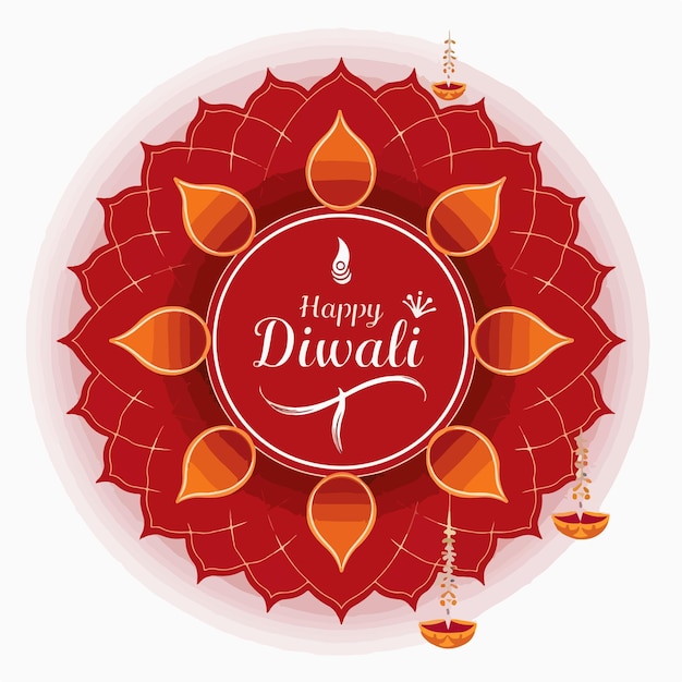 Plik wektorowy szczęśliwa ilustracja wektorowa diwali z płonącymi diyasami deepavali indyjskie festiwale świateł