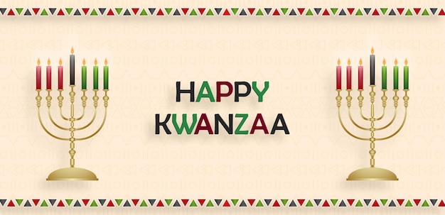 Szczęśliwa Karta Kwanzaa Z ładnymi I Kreatywnymi Symbolami Na Kolorowym Tle Na Wakacje Kwanzaa