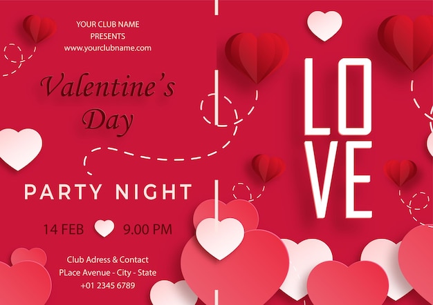 Szczęśliwa Karta Zaproszenie Na Walentynki Z Sercami Na Dzień Miłości Na Kolorowym Tle