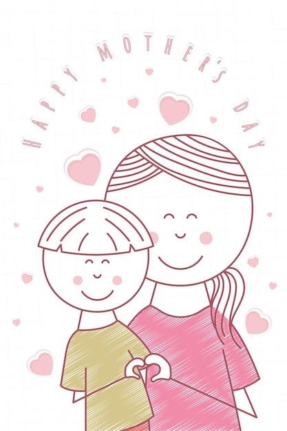 Szczęśliwa Matka I Syn Szczęśliwa Karta Dzień Matki Wektor