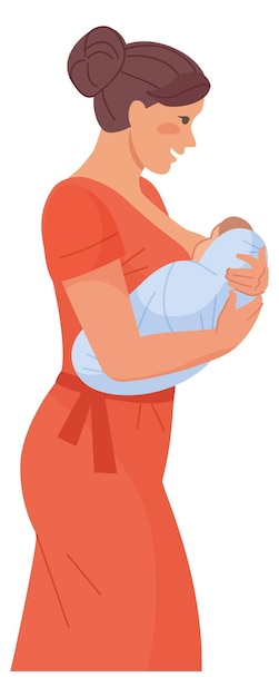 Plik wektorowy szczęśliwa matka trzyma noworodka ikona macierzyństwa kochający rodzic