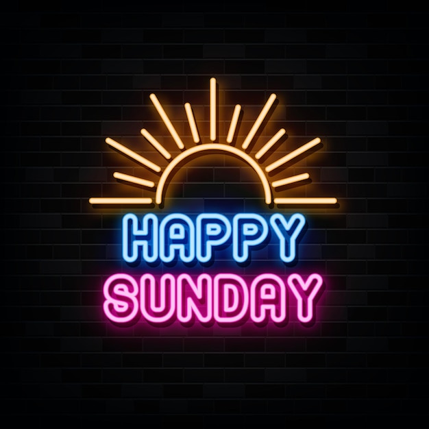 Szczęśliwa Niedziela Neony Wektor Symbol Znak