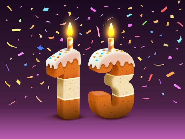 Plik wektorowy szczęśliwa osoba urodzinowa, świeca urodzinowa z ciastem w postaci liczb wektorowych
