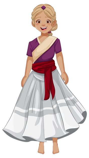Plik wektorowy szczęśliwa piękna kobieta w tradycyjnej indyjskiej sukni