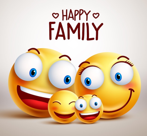 Szczęśliwa rodzina twarz wektor znaków z ojcem, matką i dziećmi, które łączą się razem
