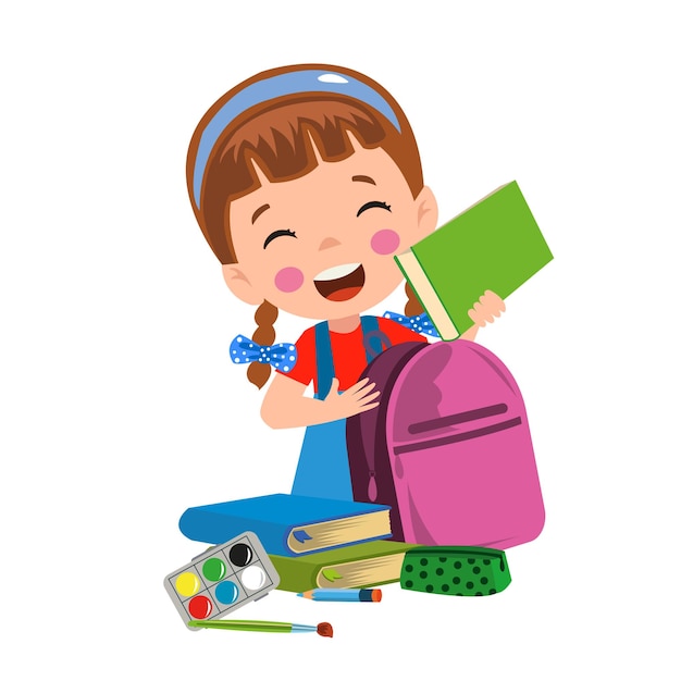 Szczęśliwa śliczna Dzieciak Chłopiec Przygotowywa Torbę Dla Szkoły