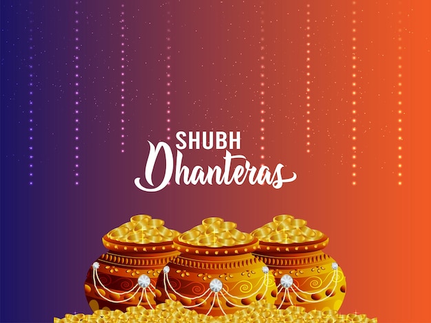 Szczęśliwa uroczystość Dhanteras ze złotą monetą.