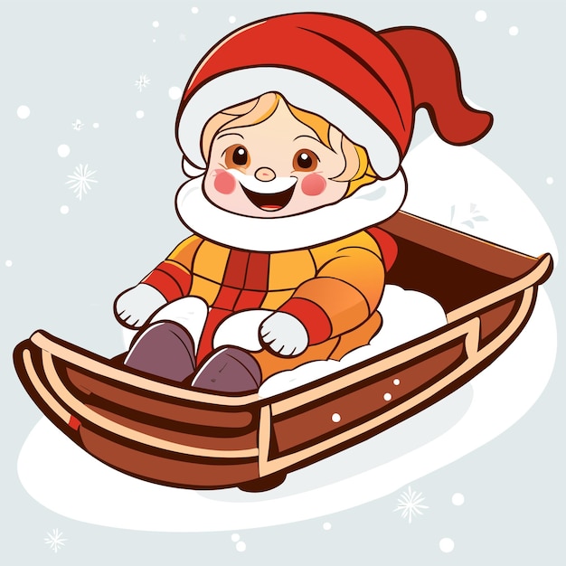 Plik wektorowy szczęśliwe dzieci bawiące się zimą ręcznie rysowane kreskówka naklejka ikona koncepcja izolowana ilustracja