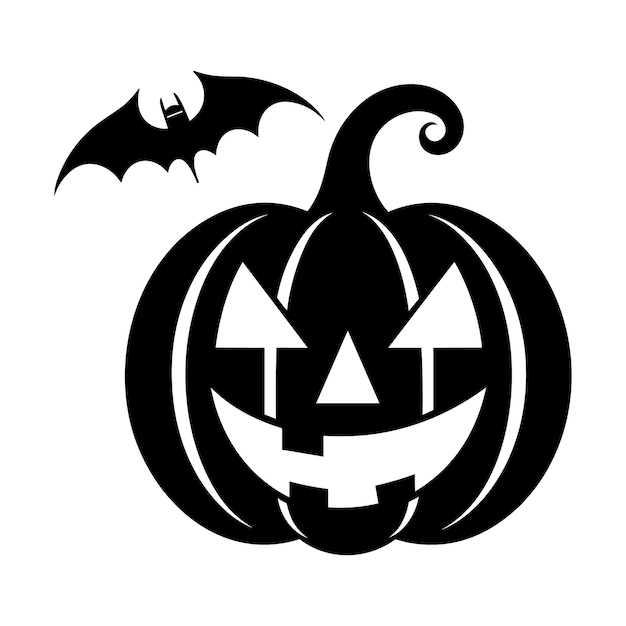 Plik wektorowy szczęśliwe elementy halloween w czerni i bieli sylwetka wektor ilustracja