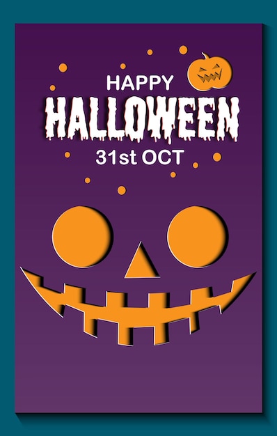 Szczęśliwe Plakaty Z Okazji Halloween Lub Tło Broszury W Stylu Wycinanki Z Papieru