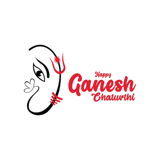 Szczęśliwe powitanie festiwalu Ganeśćaturthi z symbolem Pana Ganesha i typografią
