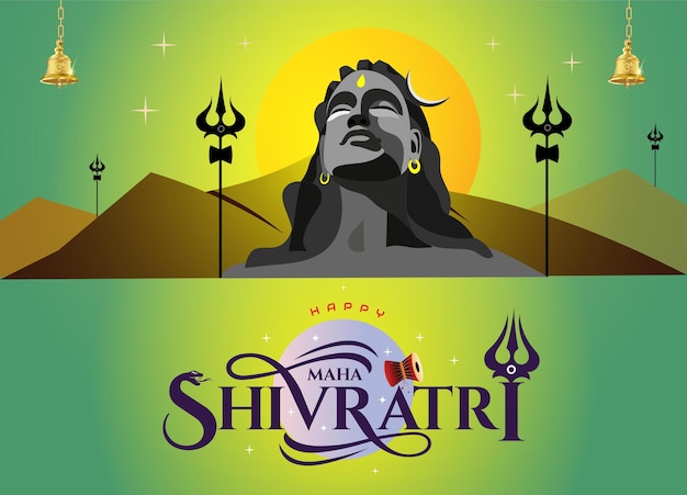 Szczęśliwe Powitanie Maha Shivratri Z Logo Typografii I Ilustracją Pana Shivy