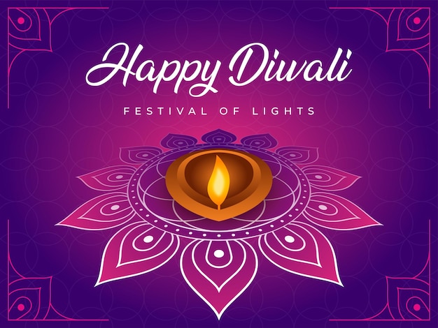 Szczęśliwe święto Diwali z ozdobnym tłem