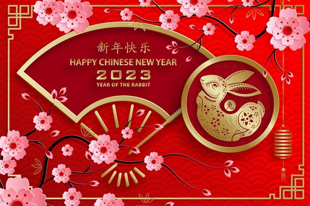 Szczęśliwego Chińskiego Nowego Roku 2023 Królik Znak Zodiaku Na Rok Królika