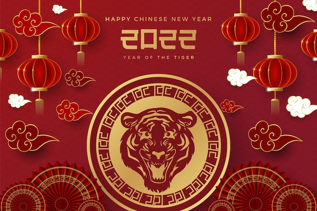 Szczęśliwego Chińskiego Nowego Roku Tygrysa Z Wyciętym Papierem Tygrysa