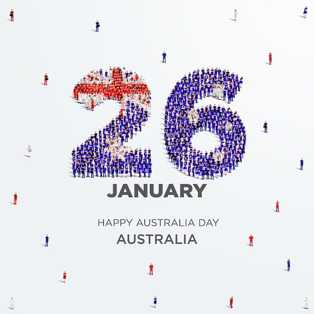 Szczęśliwego Dnia Australii. Tworzy Się Duża Grupa Ludzi, Aby Stworzyć Liczbę 26.